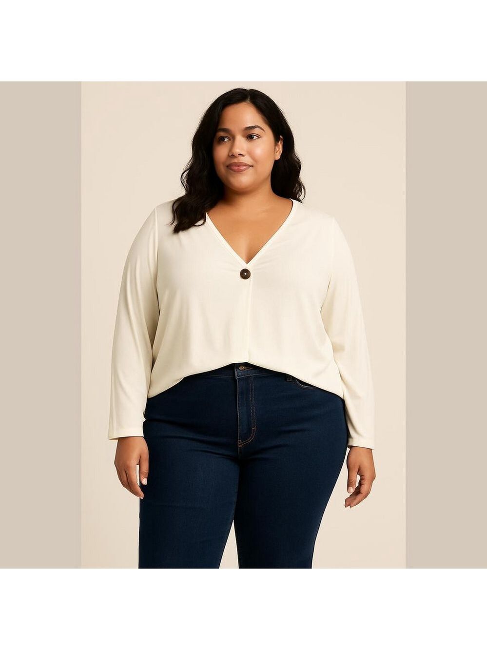 Soft Surroundings White Buttoned modal tshirt Blouse size 3X